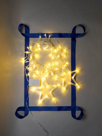 Гирлянда комнатная Бахрома "Звездное небо" 2,5м*1м, 92 теплых ламп, прозрачная нить, 220 В