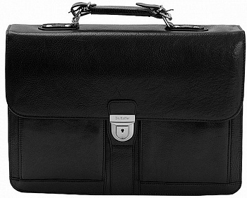 Портфель Dr.Koffer 40*29*12см, нат. кожа, со съемным плечевым ремнем, черный