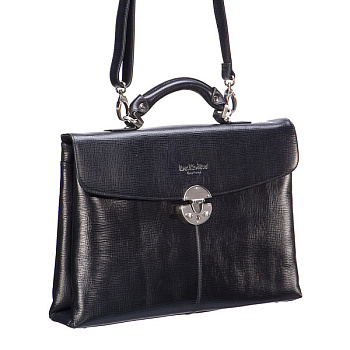 Портфель женский Dr.Koffer 26*38*8 см, нат. кожа, цвет черный