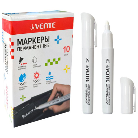 Маркер перманентный  2 мм deVENTE круглый, белый (на водной основе)