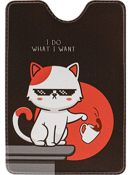 Обложка для проездного билета "Крутой кот" из ПВХ 7*9,5 см