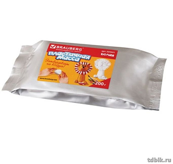 Глина для лепки самозатвердевающая  200 гр белая Brauberg