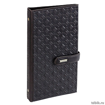 Визитница Макей 155*256мм на 160 визиток с худ. вставкой , нат.кожа , коричневая