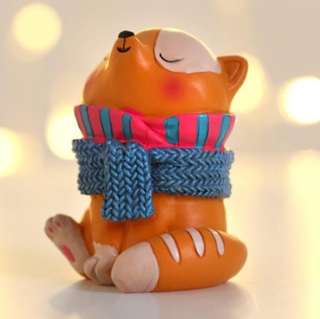 Сувенир новогодний "Котик с шарфом" 9см, Зимнее волшебство