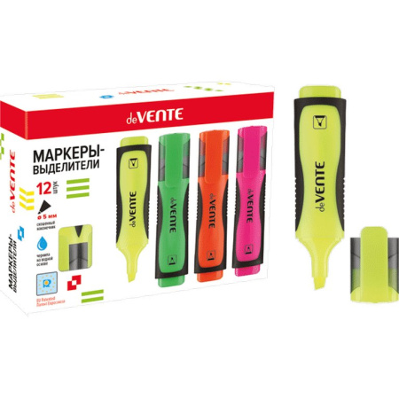 Текст-маркер deVENTE 1-5мм желтый (с каучуковыми вставками)