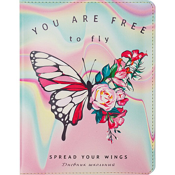 Дневник школьный Prof-Press твердая обложка с поролоном, кожзам "BUTTERFLY" 48л.