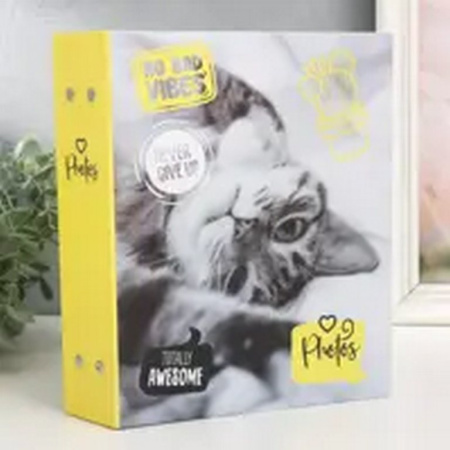 Фотоальбом 200 фото 10*15см "fluffy pets. Мяу" 23,5*17 см обложка картон, ПП карман