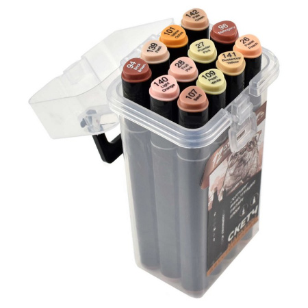 Маркер для скетчинга  12шт/уп Феникс+ КАЛАН двусторонние в пласт. пенале