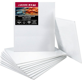 Холст грунтованный на картоне 18*24 см мелкое зерно (100% хлопок, 280 г/м) deVENTE "ART"