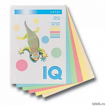 Бумага IQ mixed 80 А4, 250 лист/уп, смесь пастельных цветов