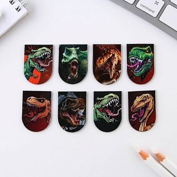 Закладка магнитная 8 шт/уп "Динозавры"