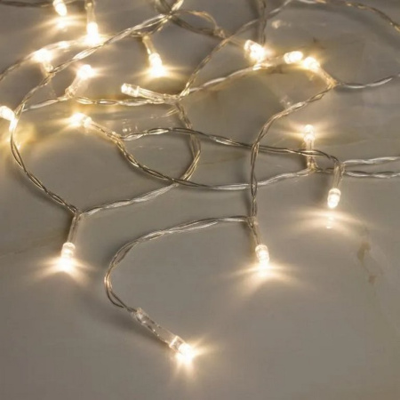 Гирлянда комнатная Нить  4м, 40 теплых ламп, 2 реж., прозрачный провод