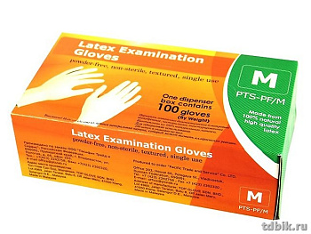 Перчатки латексные (текстурированные, нестерильные, неопудренные), размер "M"