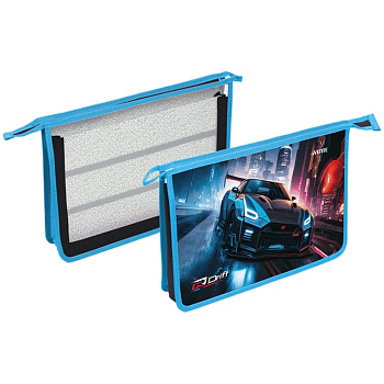 Папка для тетрадей, ИЗО и технологии на молнии A4 (34x25x8см) текстильная, с расширением "Drif"