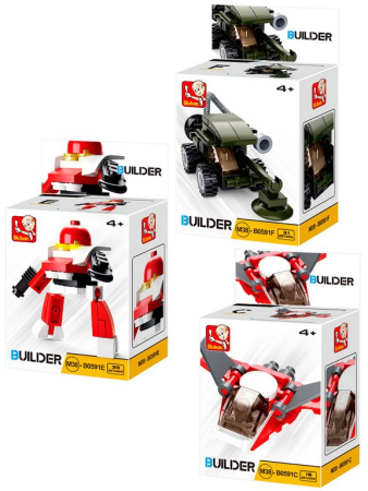 Конструктор пластиковый   АССОРТИ "Транспорт" (12 дет.) Sluban