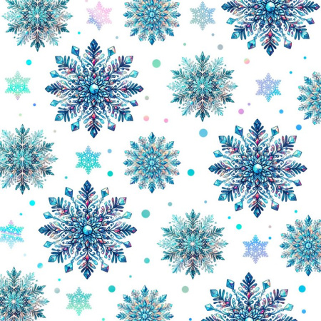 Бумага упаковочная НГ 70*100см  в рулоне (снежинки)