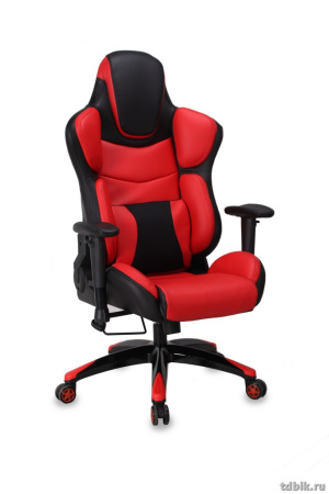 Кресло игровое Бюрократ CH-773/BLACK+R (искусственная кожа, одна подушка черный/красный, пластик чер