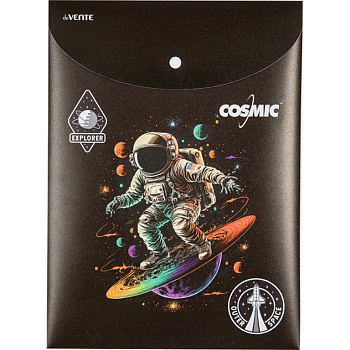 Папка-конверт на кнопке A4 пластик 0,30 мм deVENTE "Cosmic" черная