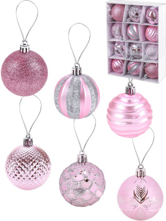 Набор шаров  цвет розовый 60 мм 12шт "Мечта" (ассотри)