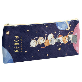 Пенал  для девочки MESHU "Space cats" 20*10 см, иск.кожа
