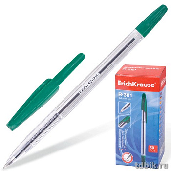 Ручка шариковая ErichKrause R-301 Classic Stick 1,0мм зеленая (стерж.140мм, линия 0,5мм)