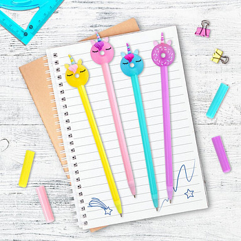 Ручка шариковая сувенирная "Единорог-пончик" 0,7мм, синяя (ассорти) ЮНЛАНДИЯ