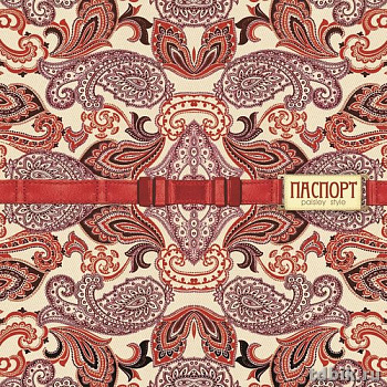 Обложка для паспорта "Пейсли бордо"  ПВХ, экон. 13,2*18,6