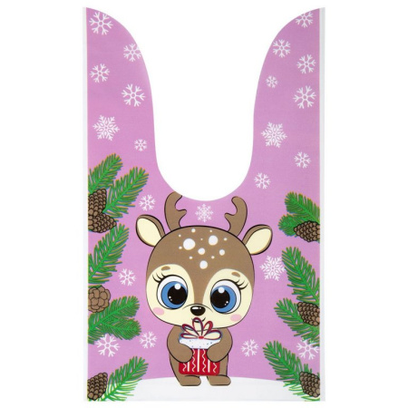 Набор подарочных пакетов НГ 35 шт/уп 13,8*23см с зажимами (полиэтилен) ЗОЛОТАЯ СКАЗКА (ассорти)