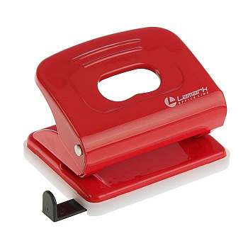 Дырокол до 20л метал. Lаmark "Mettallic", с линейкой красный