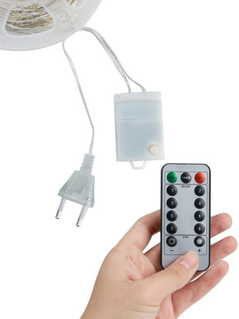 Гирлянда комнатная Нить  "Роса" 100м, 1000 теплых ламп, 8 реж., 220 Вт, пульт