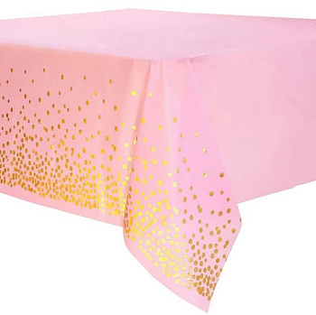 Скатерть 1370*1830 "Розовая с золотом" полипропилен