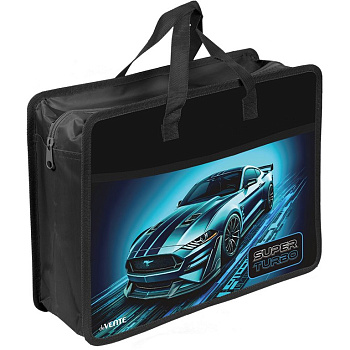 Папка для тетрадей, ИЗО и технологии на молнии A4 (33,5x26x10 см) текстильная, с расширением 10 см