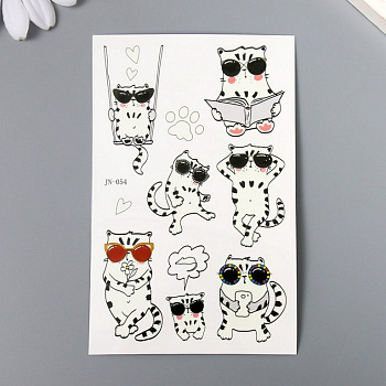 Наклейка-тату "Котик - крутыш" светящаяся в темноте 12х7,5 см