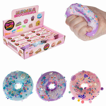 Мялка "Пончик с посыпкой" 8,5х7,5 см, ассорти