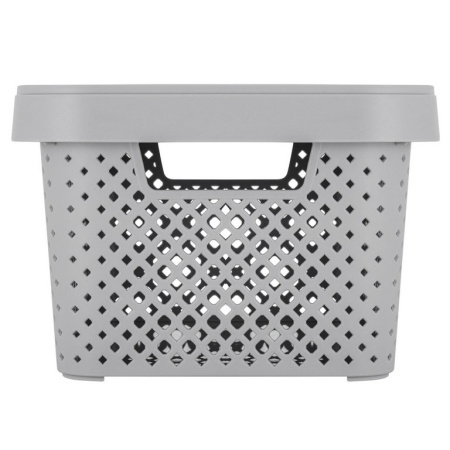 Корзина для хранения пластик. 5л. с крышкой 26*19*14 см цв. серый шторм