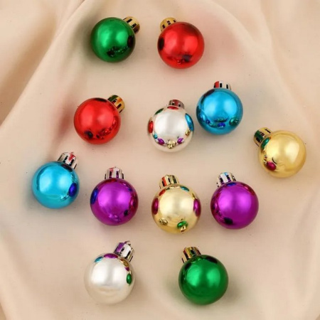 Набор шаров  цвет ассорти 30 мм 12 шт "Глянец"