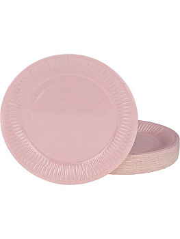 Тарелка картон d180 50 шт/уп, цв. розовый
