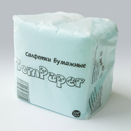 Салфетки цветные голубые 23х23 TomPaper, 100 шт/уп