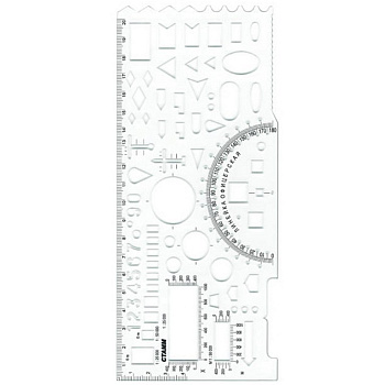 Линейка-трафарет 20см "Офицерская" прозрачная Стамм