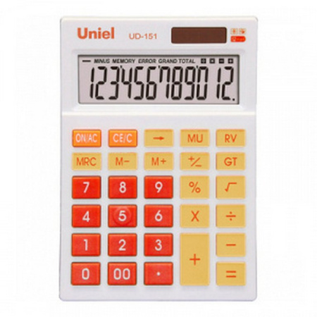 Калькулятор наст. Uniel UD-151R (12 разр.147x100x35) рыжий