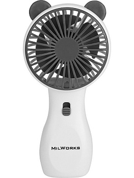 Вентилятор ручной "Ушки"  USB, 6,5*3,5*14 см, белый/серый