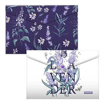 Папка-конверт на кнопке A4+ пластик ErichKrause Lavender, ассорти