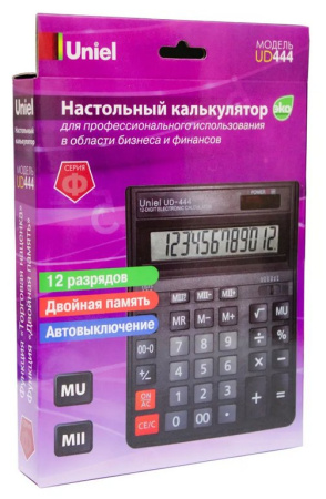 Калькулятор наст. Uniel UD-444 (12 разр., 2 питания 200*155*36мм)