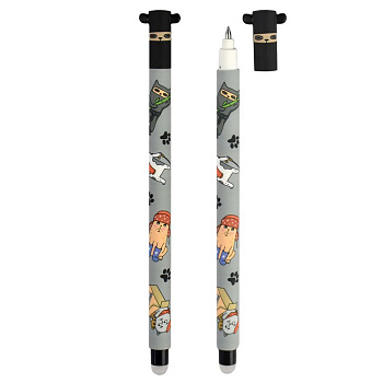 Ручка пиши-стирай гелевая Феникс+ "Коты разных стран" синяя 0,5 мм (ассорти)