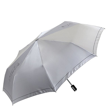 Зонт женский автомат Fabretti, облегченный, 3 сложения, сатин, серый