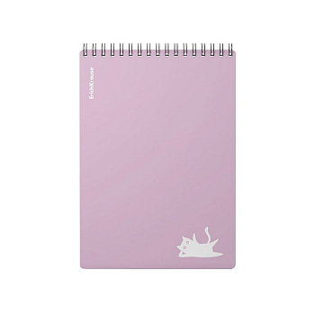 Блокнот А5  80л., 148*210 мм, на гребне ErichKrause "Brave cats" пластик. обл., клетка, фиолетовый