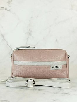 Сумка женская Mistral малая, цвет пепельно/розовый, кожа
