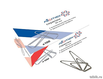 Скрепки 28 мм 100 шт/уп оцинкованные треугольные с загнут. краем Attomex