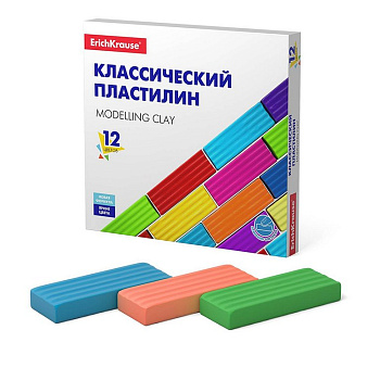 Пластилин 12 цв. 192 гр. ErichKrause "Basic"  картон. коробка