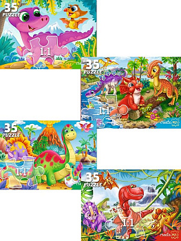 Пазлы   35 дет. "Мир динозавров" Рыжий кот